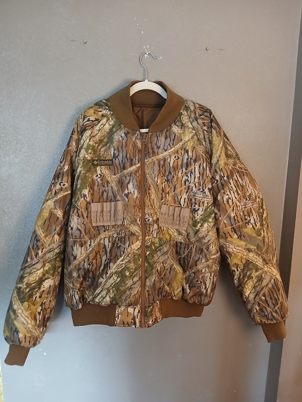 Columbia Men's Camo Bomber Jacket - Brown/Green-Small